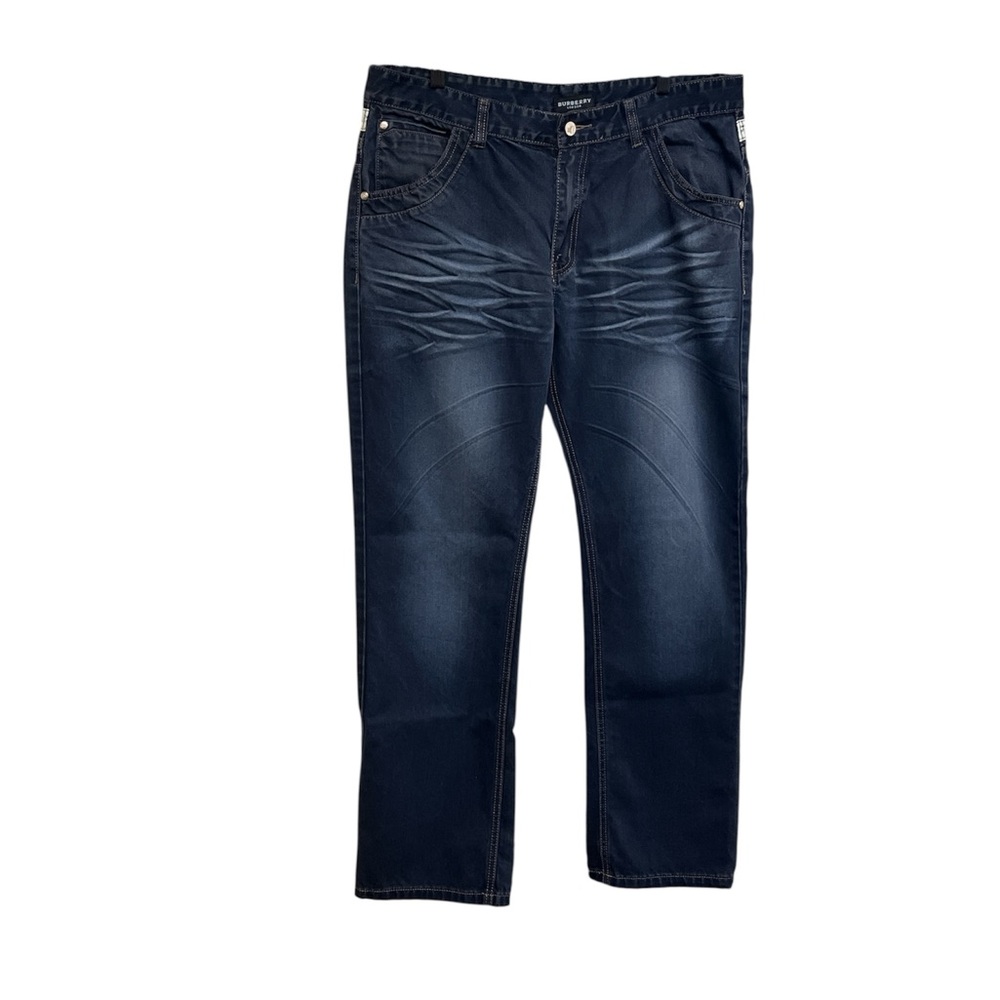Burberry Blue Denim with Cream Plaid Accent